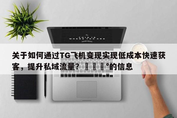 关于如何通过TG飞机变现实现低成本快速获客，提升私域流量？💰的信息