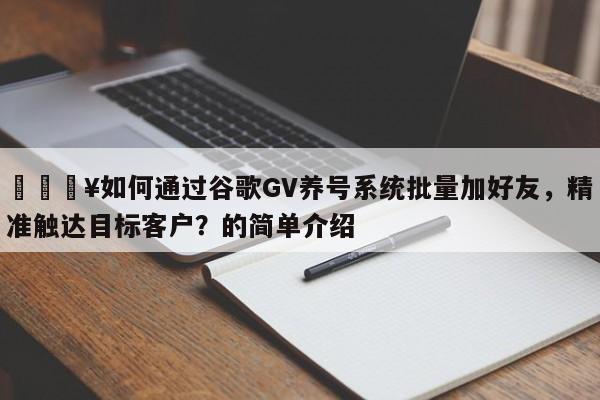 🔥如何通过谷歌GV养号系统批量加好友，精准触达目标客户？的简单介绍