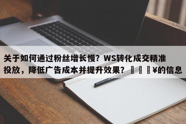 关于如何通过粉丝增长慢？WS转化成交精准投放，降低广告成本并提升效果？💥的信息