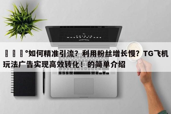 💰如何精准引流?利用粉丝增长慢?TG飞机玩法广告实现高效转化!的简单介绍