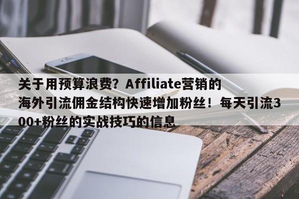 关于用预算浪费?Affiliate营销的海外引流佣金结构快速增加粉丝!每天引流300+粉丝的实战技巧的信息