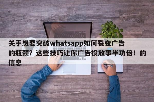 关于想要突破whatsapp如何裂变广告的瓶颈？这些技巧让你广告投放事半功倍！的信息