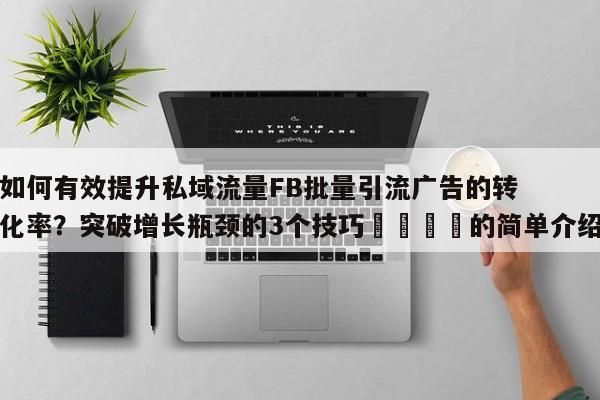 如何有效提升私域流量FB批量引流广告的转化率？突破增长瓶颈的3个技巧💡的简单介绍