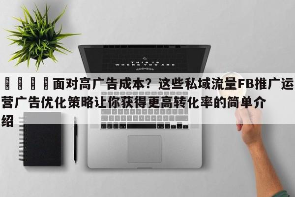 🚀面对高广告成本？这些私域流量FB推广运营广告优化策略让你获得更高转化率的简单介绍